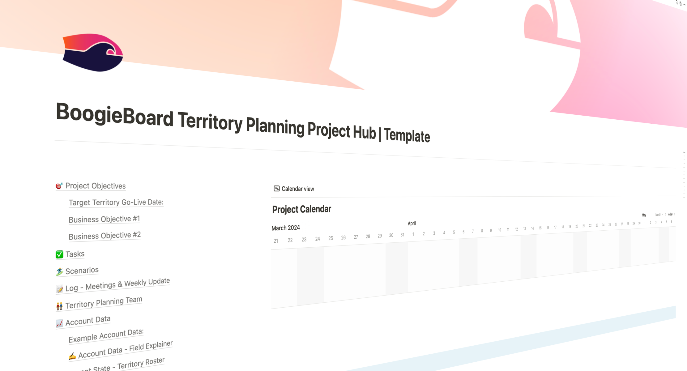 BoogieBoard Territory Planning Project Hub | Template