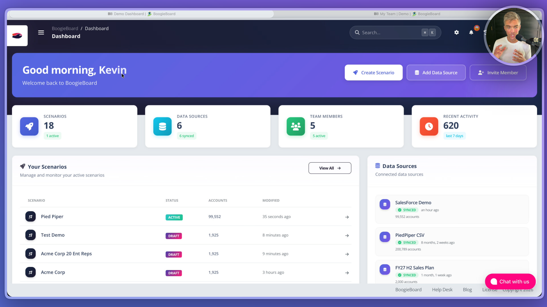 Manage Territory Scenarios in BoogieBoard